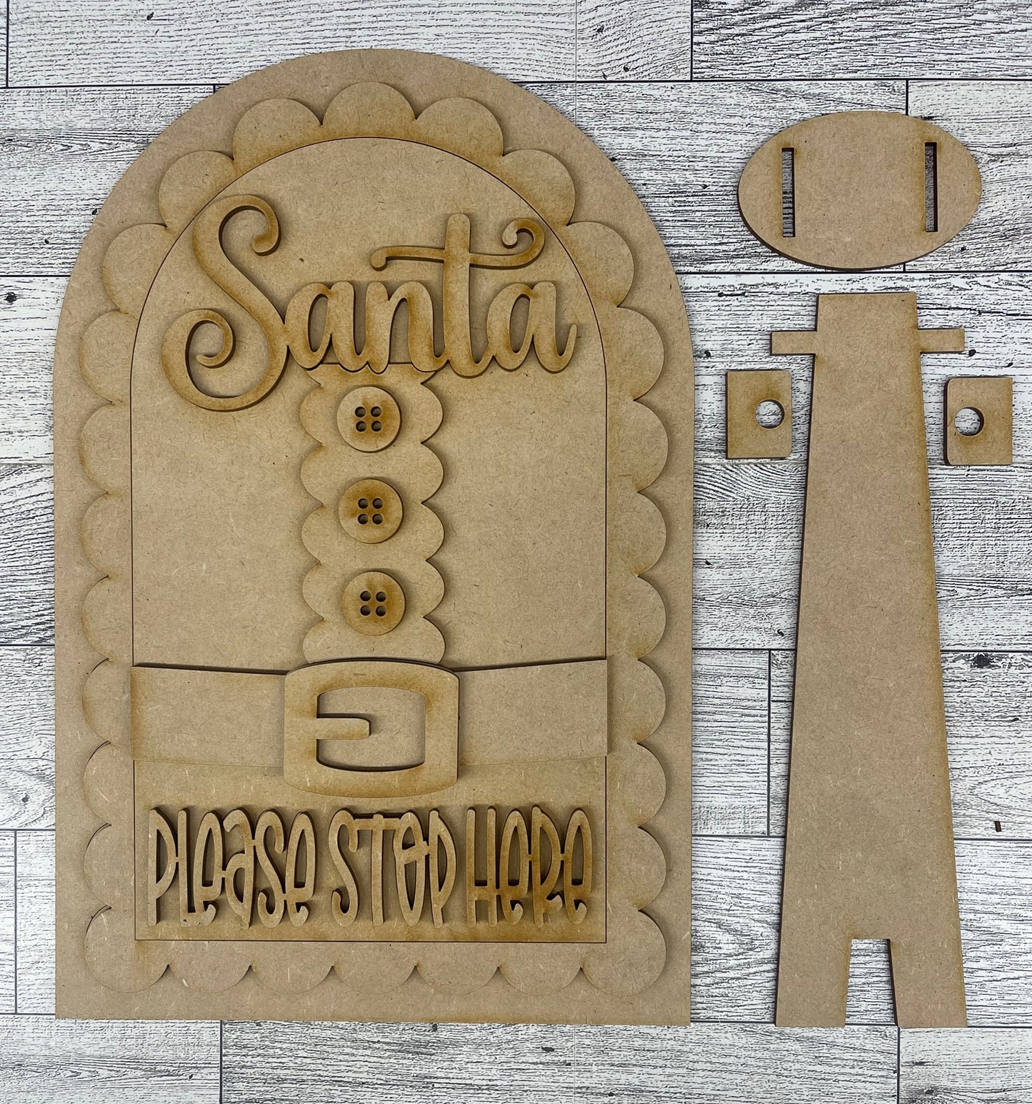 Santa Please Stop Here Arch Frame Insert cutouts - unpainted wooden cutouts, ready for you to paint