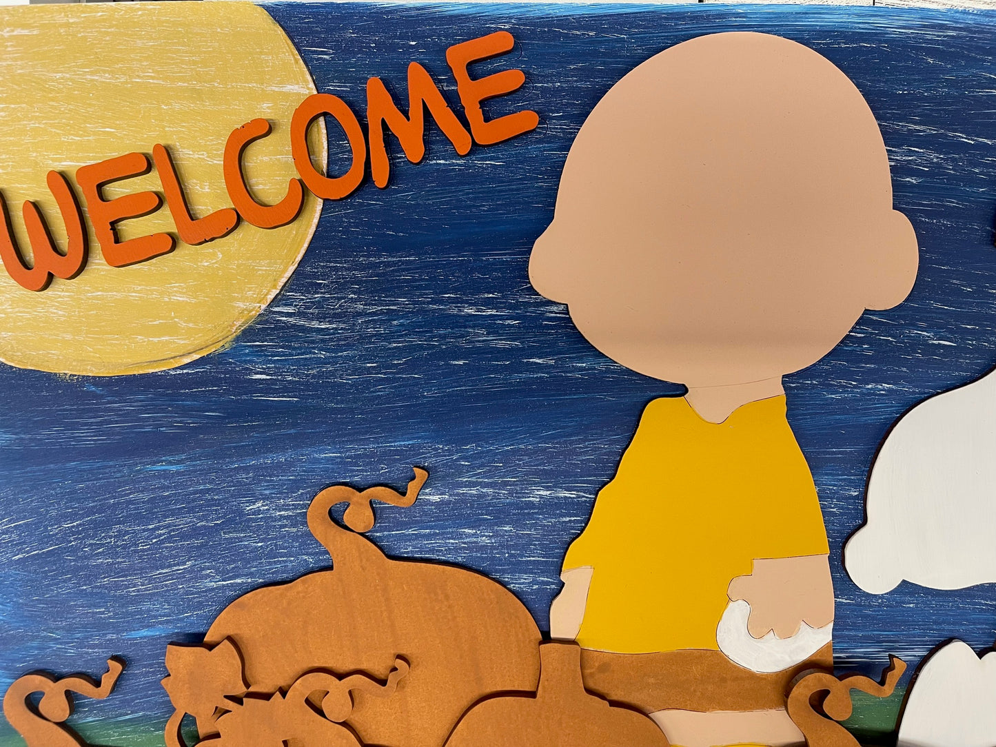 Welcome Great Pumpkin Charlie Brown Sign cutouts - unpainted wooden cutouts, ready for you to paint