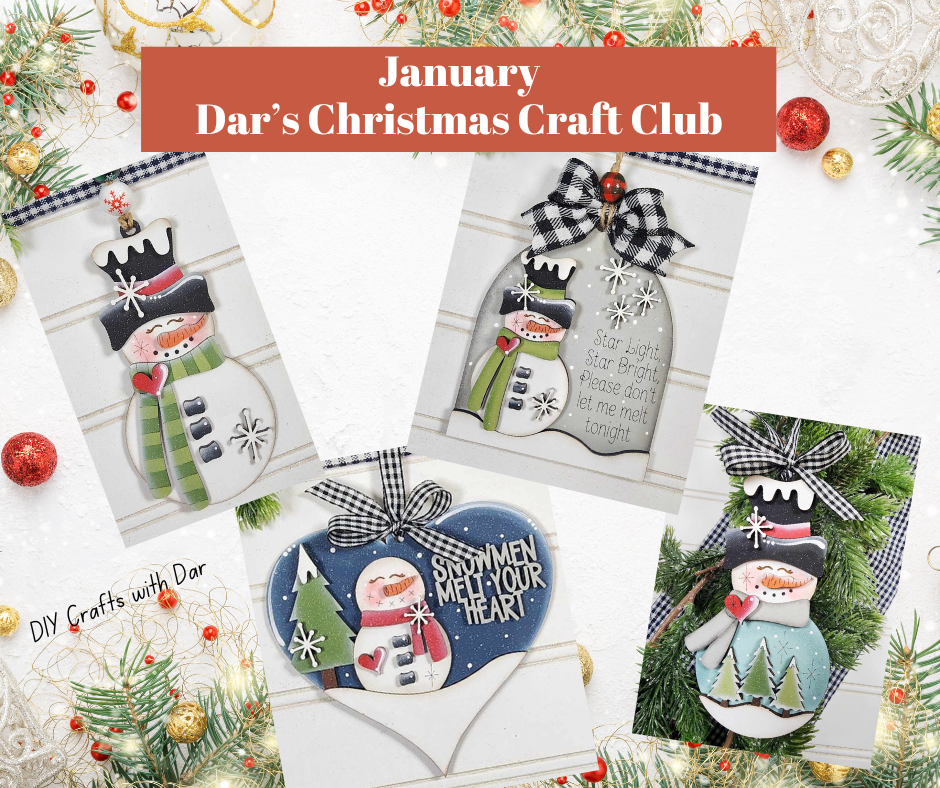 January - Dar's Christmas Craft Club - unpainted wood cutouts, ready for you to paint