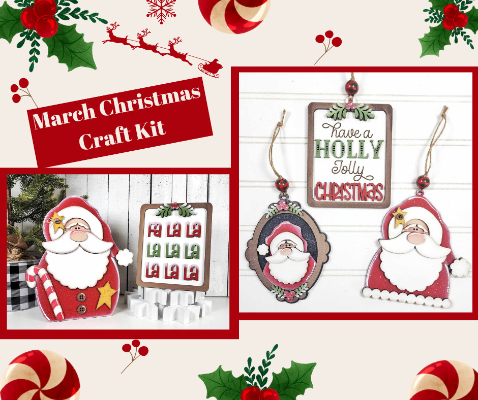 March - Dar's Christmas Craft Club - unpainted wood cutouts, ready for you to paint