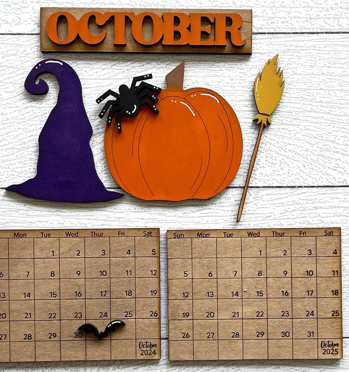 October 2025 Calendar Insert - Unpainted Wood Cutouts
