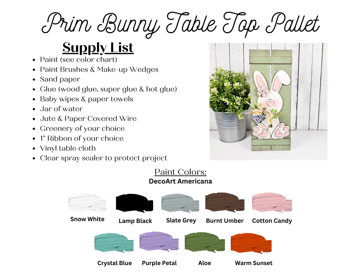 Prim Bunny Table Top Pallet - Easter Prim Collection unpainted wooden cutout, ready for you to paint (Copy)