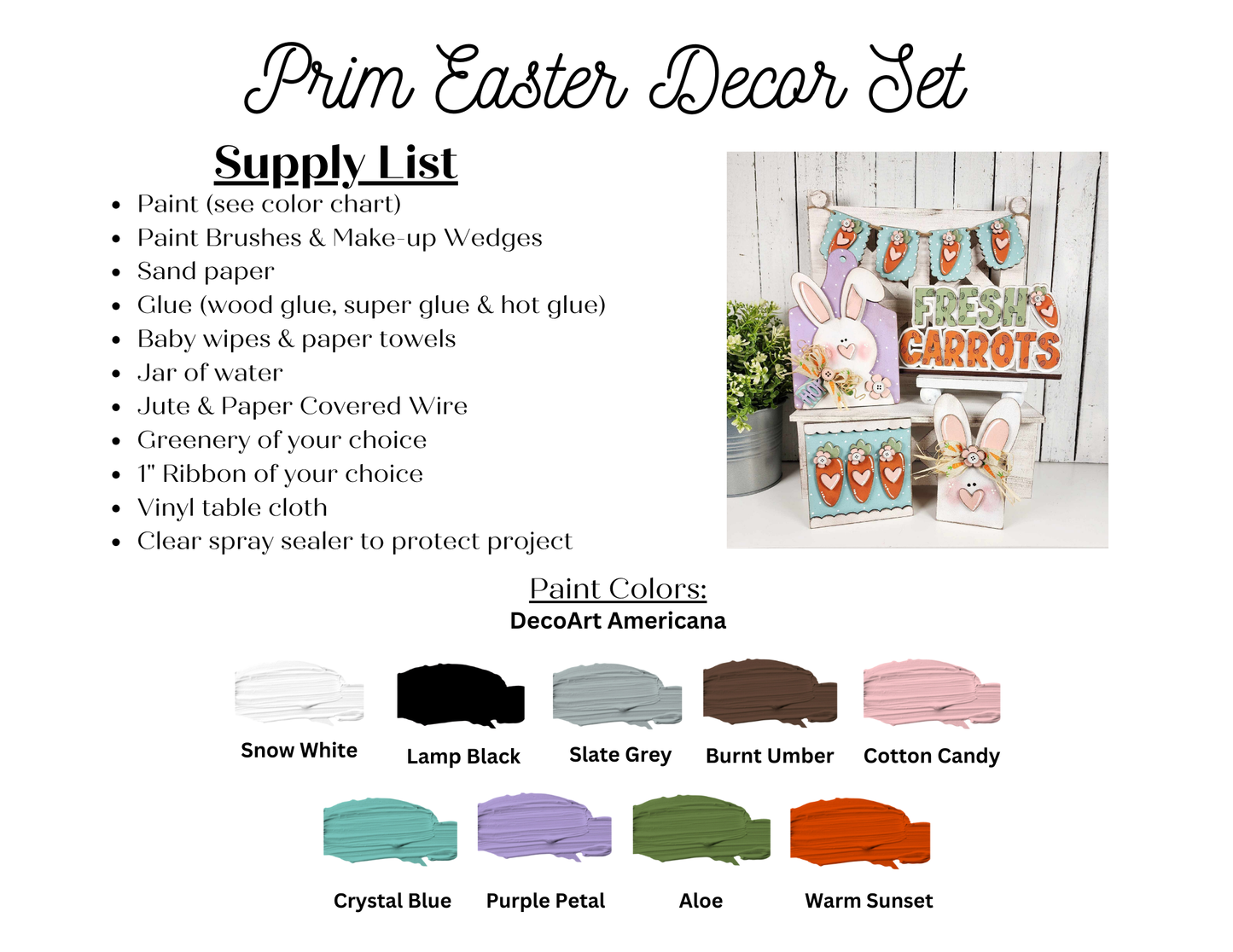 Bunnies & Carrots Decor Set - Prim Easter Collection - unpainted cutouts