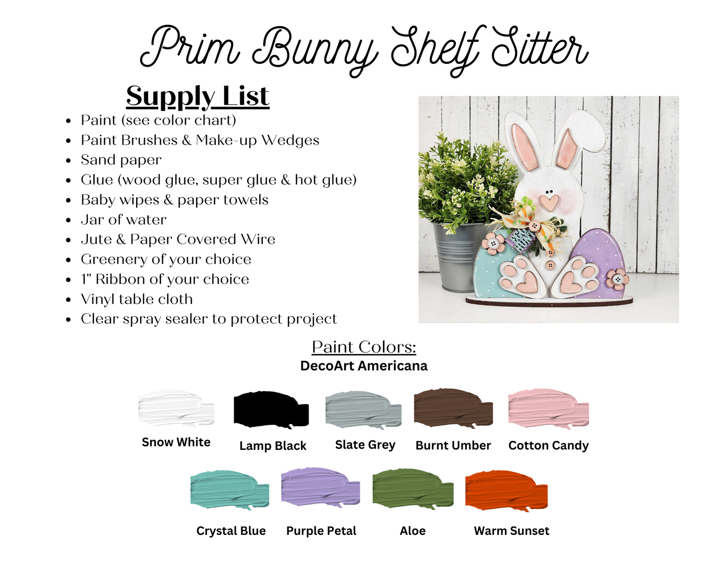 Bunny Shelf Sitter - Easter Prim Collection unpainted wooden cutout, ready for you to paint