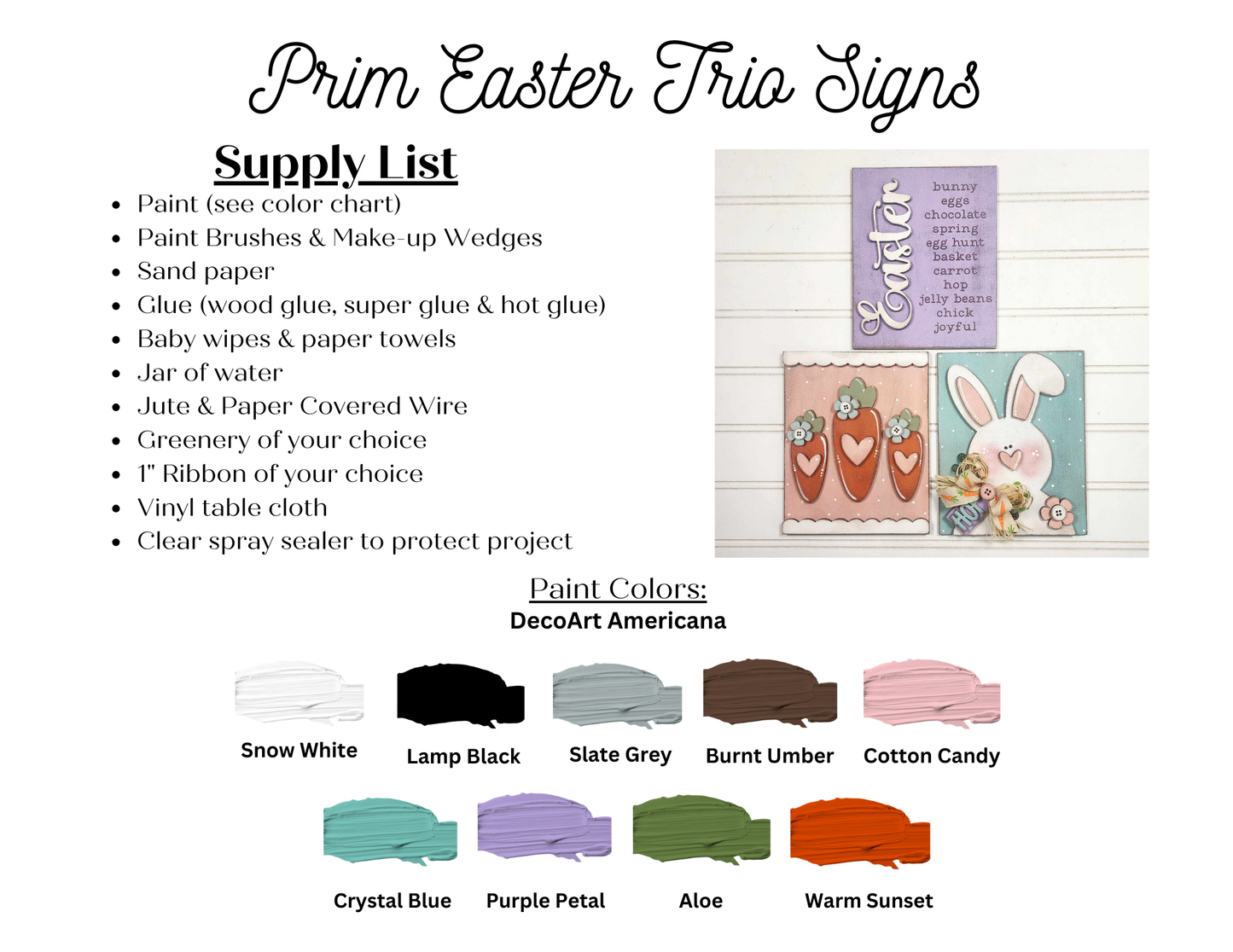 Prim Easter Collection Sign Trio - unpainted cutouts