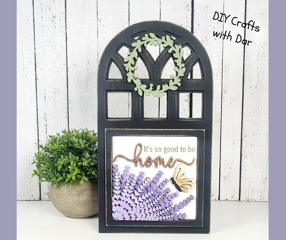 Lavender Arch Window Box Frame and sign - wood cutouts - unpainted wooden cutouts, ready for you to paint