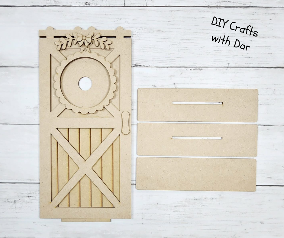 Barn Door Base to use with Inserts - wood cutouts - unpainted wooden cutouts, ready for you to paint
