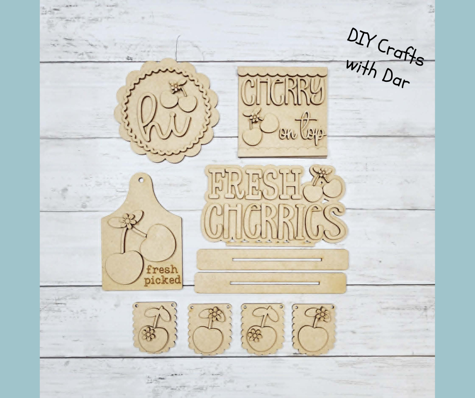 Cherry Decor Bundle - wood cutouts - unpainted wooden cutouts, ready for you to paint
