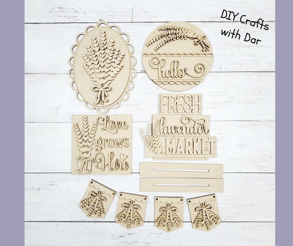 Lavender Decor Bundle - wood cutouts - unpainted wooden cutouts, ready for you to paint