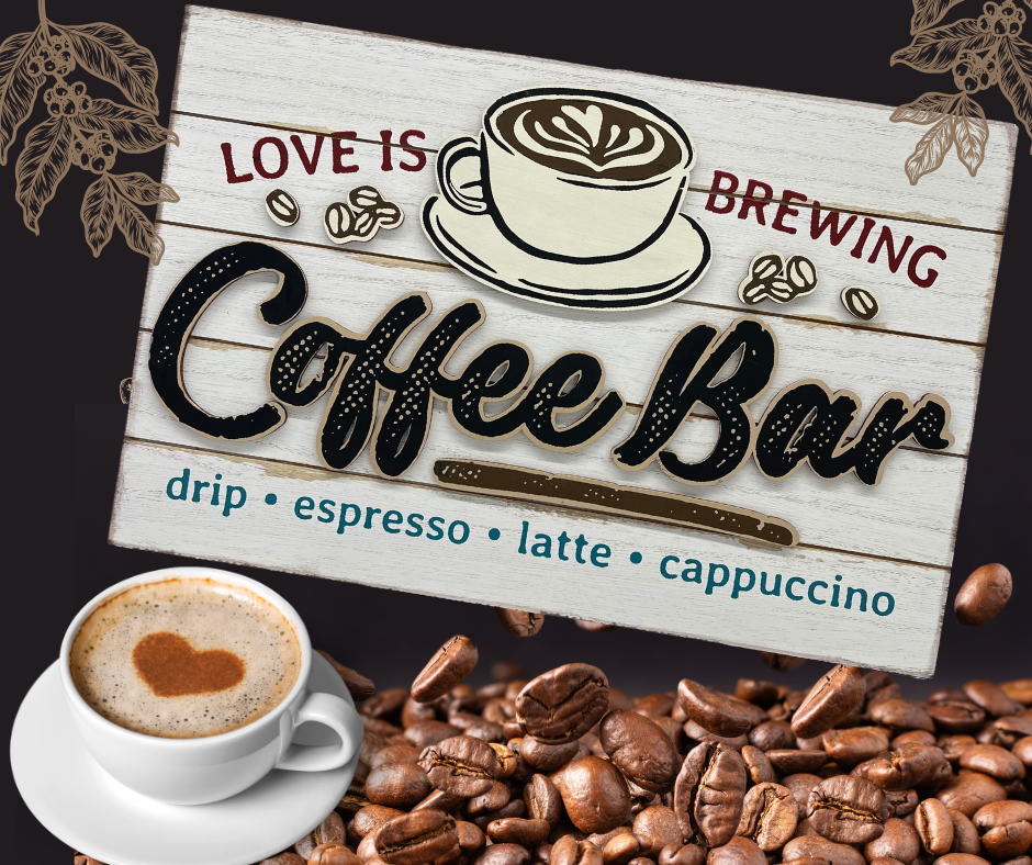 Love is Brewing - Coffee Bar cutouts - unpainted wooden cutouts, ready for you to paint