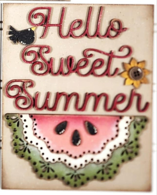 Vintage Watermelon Collection Sign Trio - unpainted cutouts
