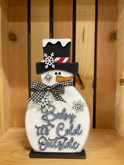Chunky Snowmen shelf sitters cutouts, unpainted wooden cutout, ready for you to paint