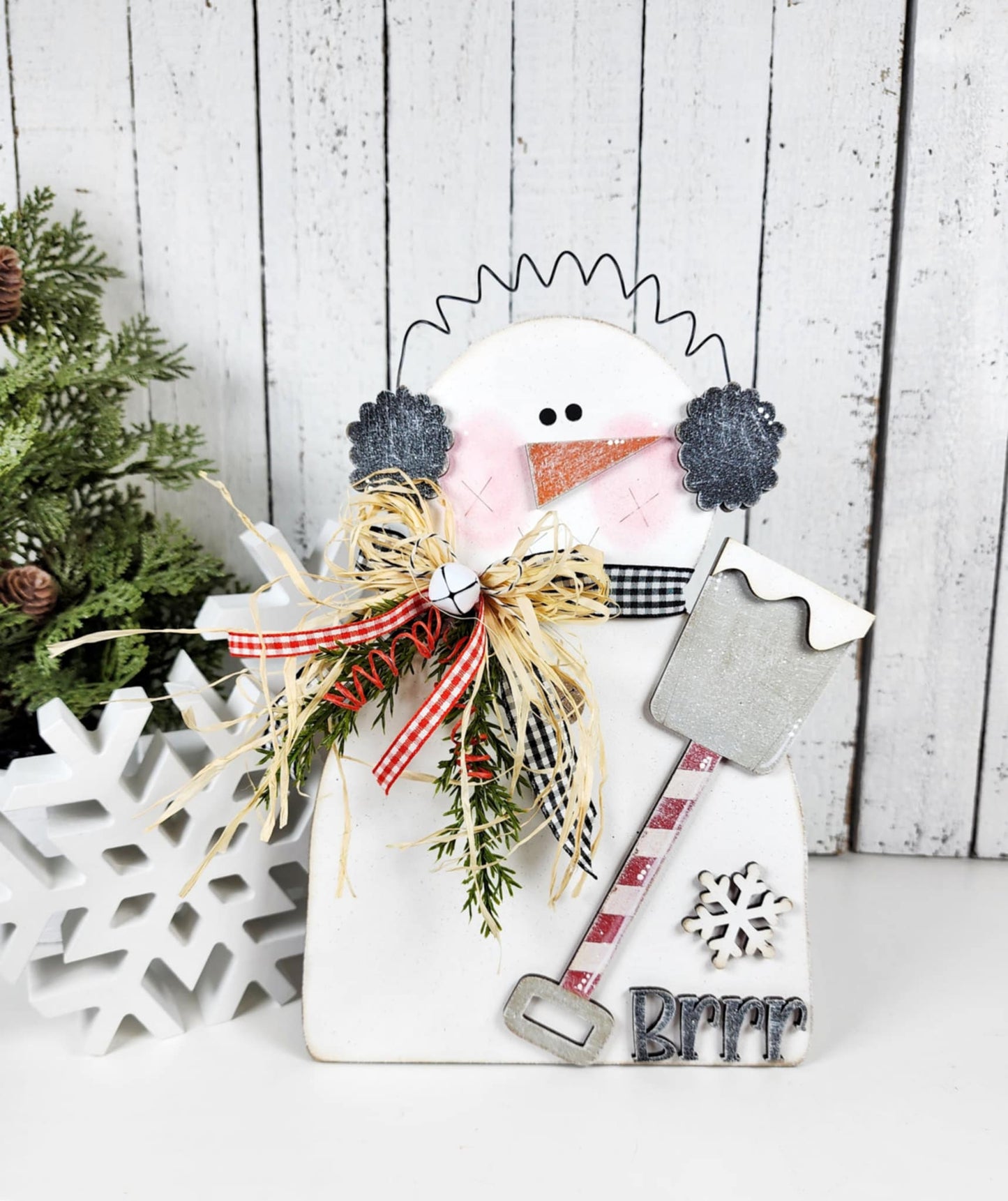 May - Add On Prim Snowman stander - unpainted wood cutouts, ready for you to paint