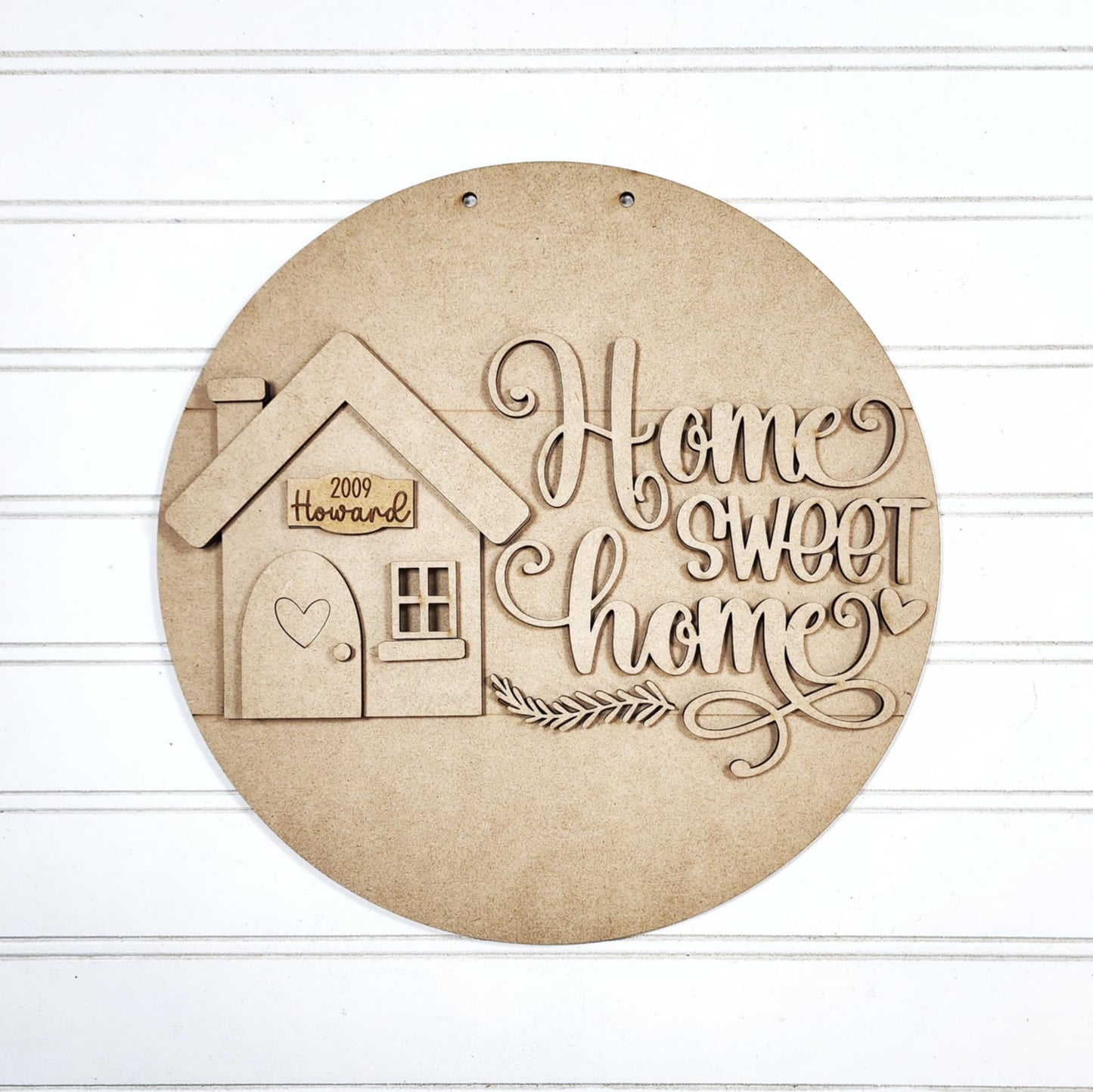 Family Home door sign - unpainted wooden cutouts, ready for you to paint