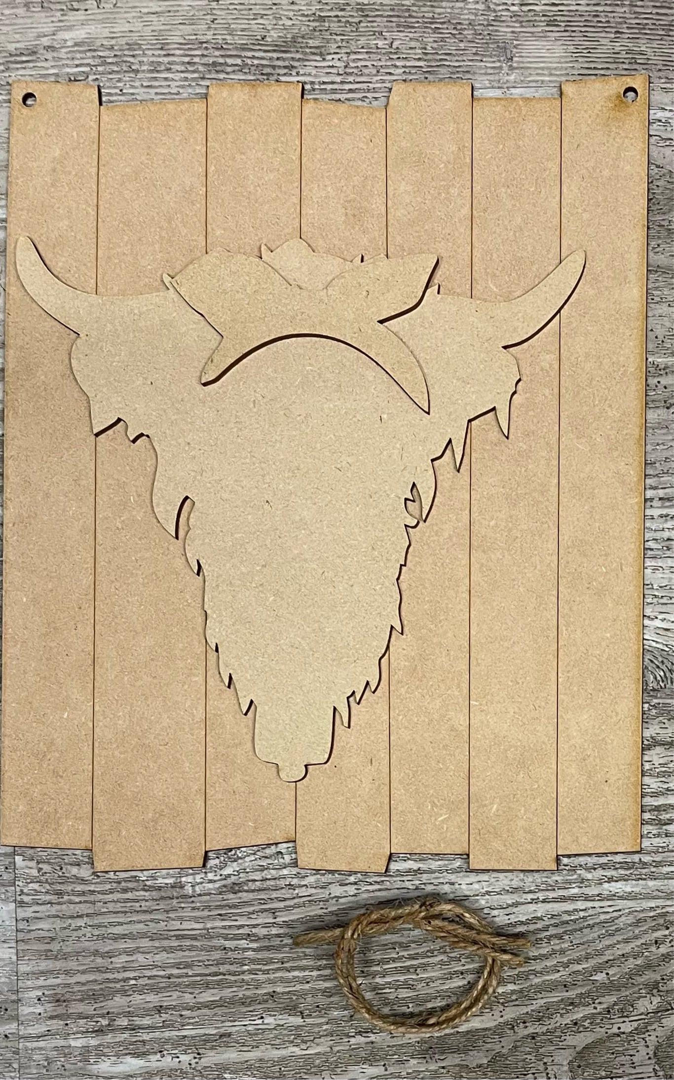 Highland Cow sign and cutouts - unpainted wooden cutouts, ready for you to paint