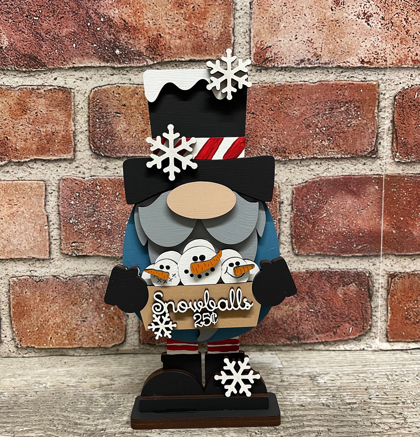 Snowman Gnome, 2 sizes, cutout, unpainted wooden cutout, ready for you to paint