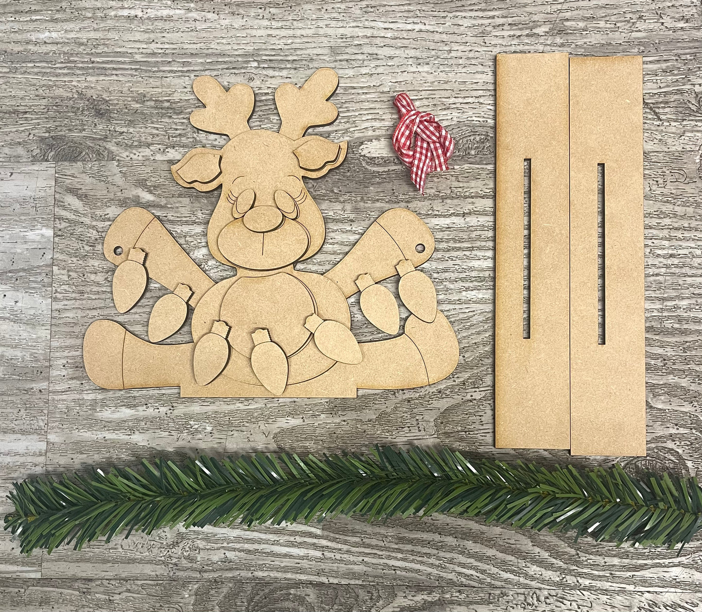 Reindeer Christmas Sitter or Ornaments, wood cutouts, unpainted ready for you to finish