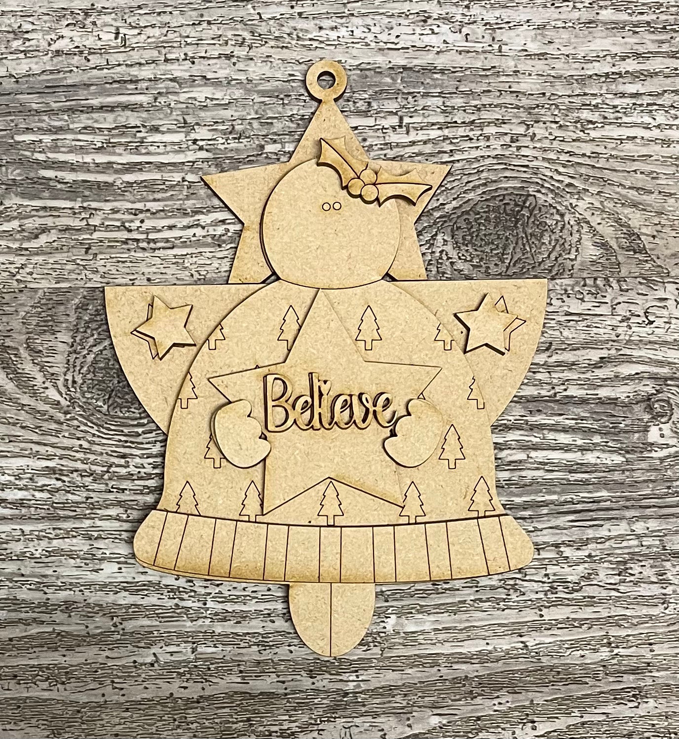 3 Christmas Angel Ornaments, 8 inches tall, wood cutouts, unpainted ready for you to finish