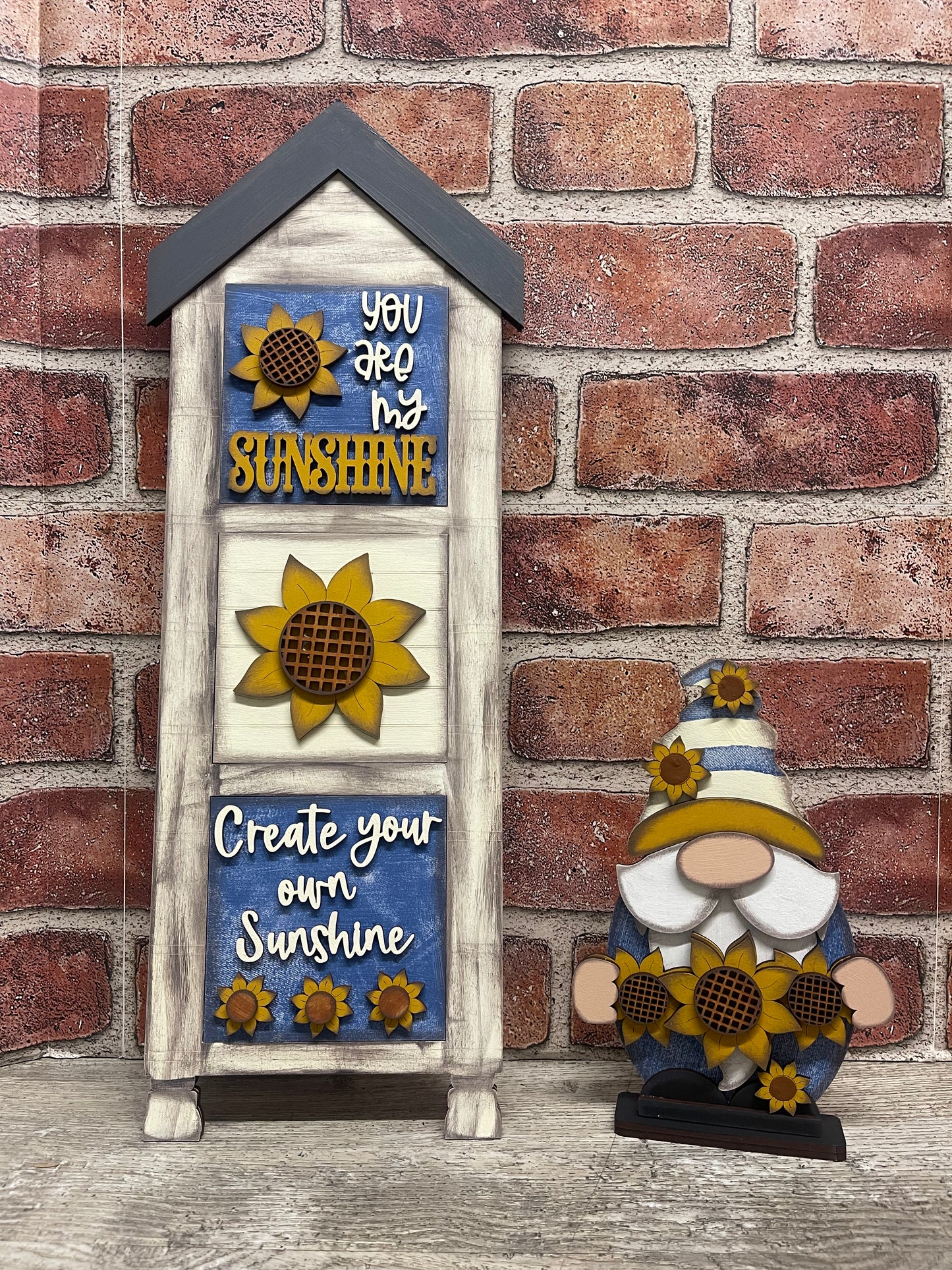 Sunflower Blocks only Kit, Honey Bee DIY Unpainted Wooden Kit, DIY Blocks for Leaning Ladder Kit
