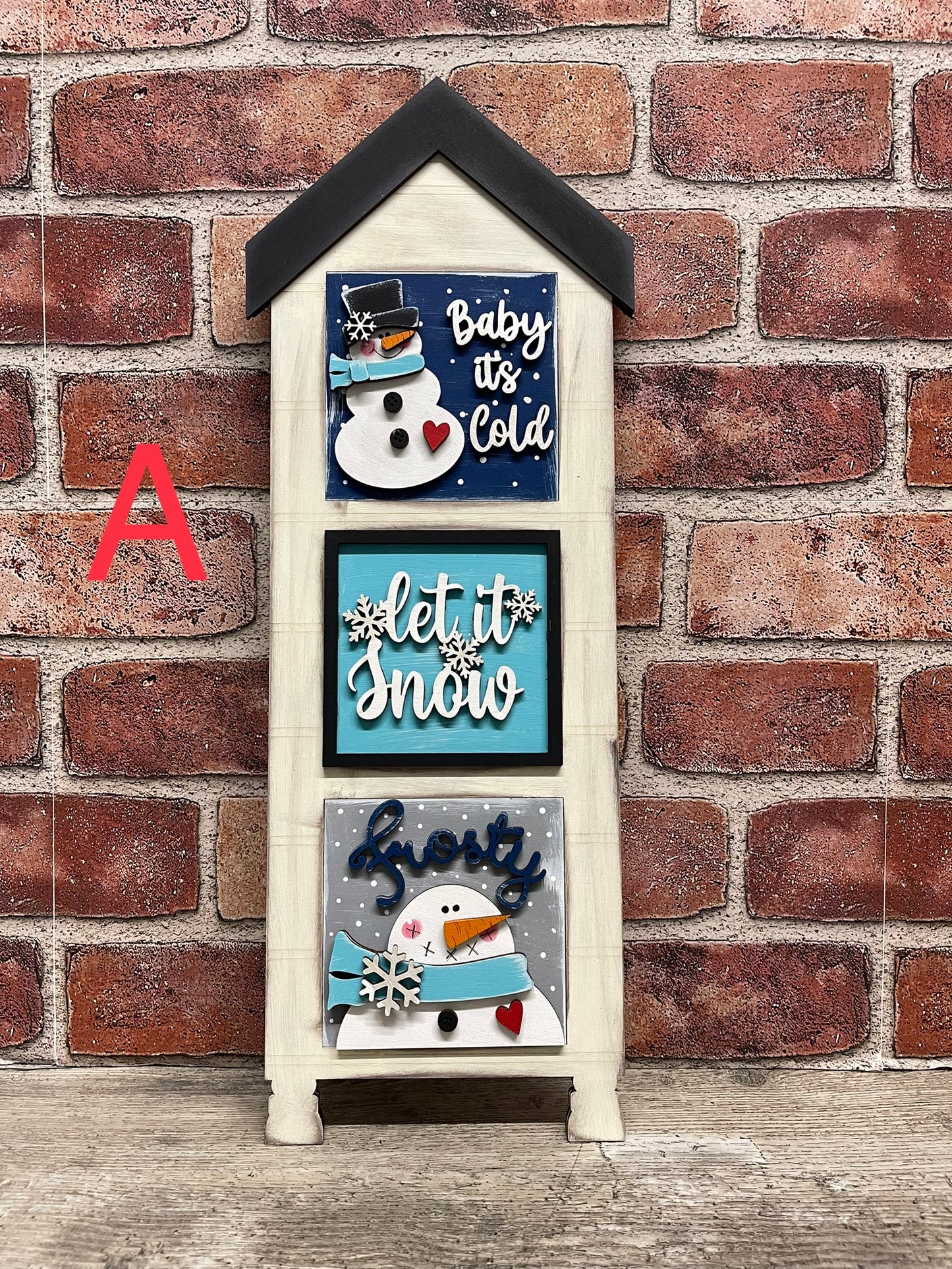 Sets of 3 Christmas Snowman Blocks only Kit, DIY Unpainted Wooden Kit, DIY Blocks for Leaning Ladder Kit