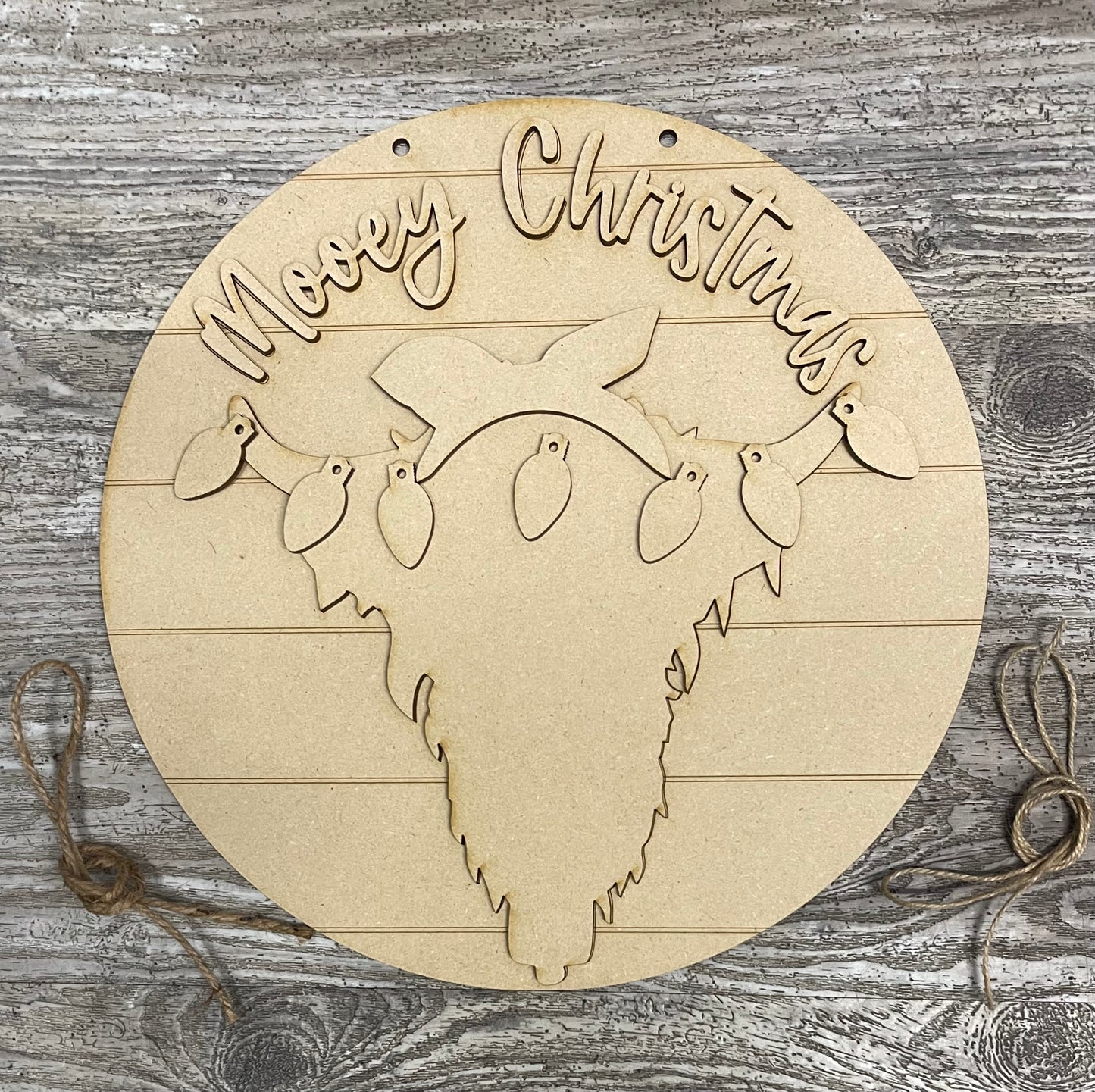 Mooey Christmas Highland Cow sign and cutouts - unpainted wooden cutouts, ready for you to paint