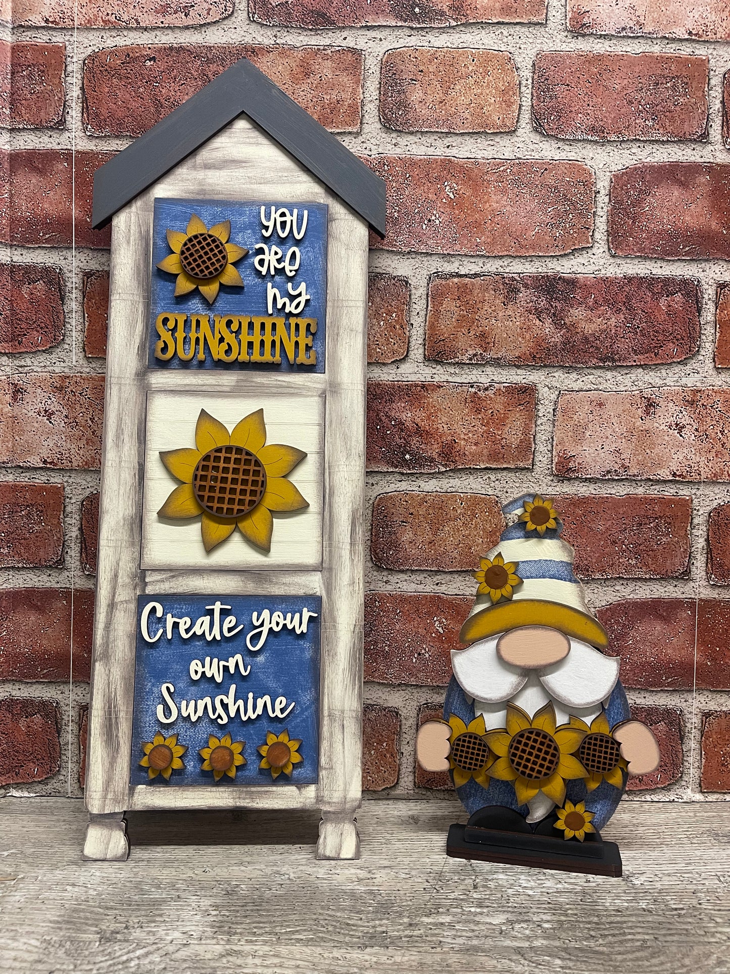 Sunflower Blocks only Kit, Honey Bee DIY Unpainted Wooden Kit, DIY Blocks for Leaning Ladder Kit