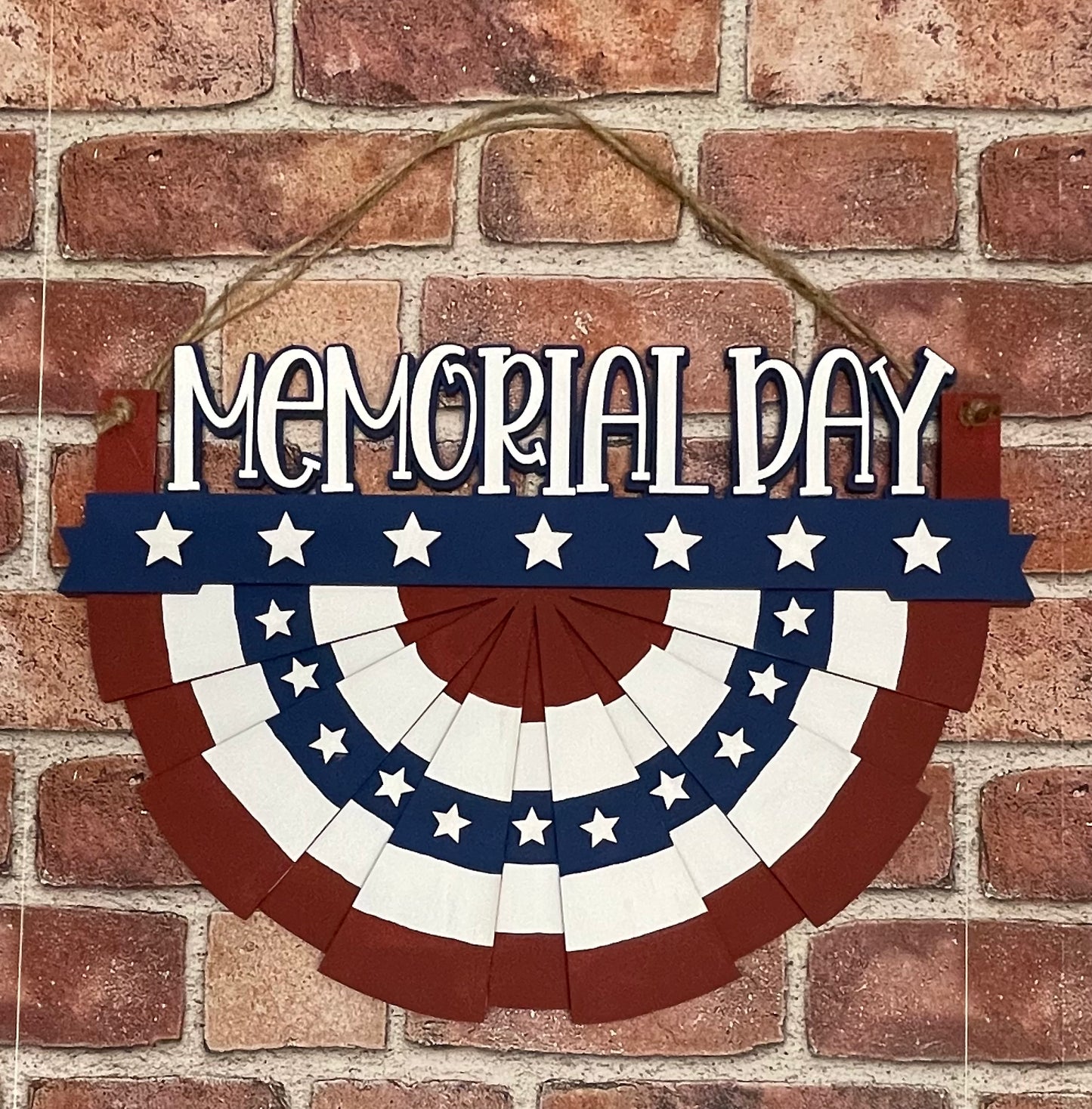 Patriotic Bunting with changeable words unpainted wood cutouts, ready for you to paint