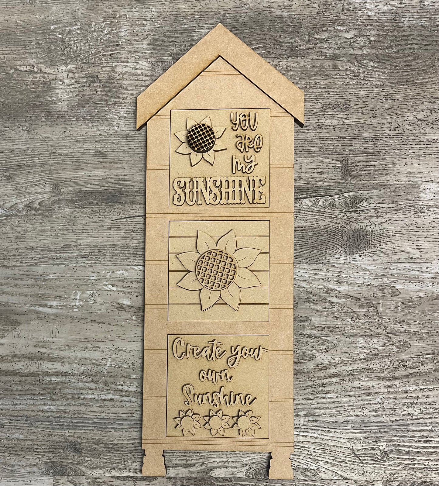 Sunflower Blocks only Kit, Honey Bee DIY Unpainted Wooden Kit, DIY Blocks for Leaning Ladder Kit