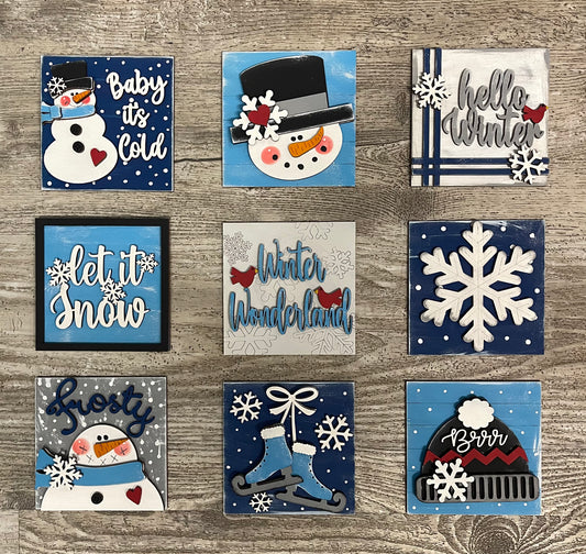 Sets of 3 Christmas Snowman Blocks only Kit, DIY Unpainted Wooden Kit, DIY Blocks for Leaning Ladder Kit