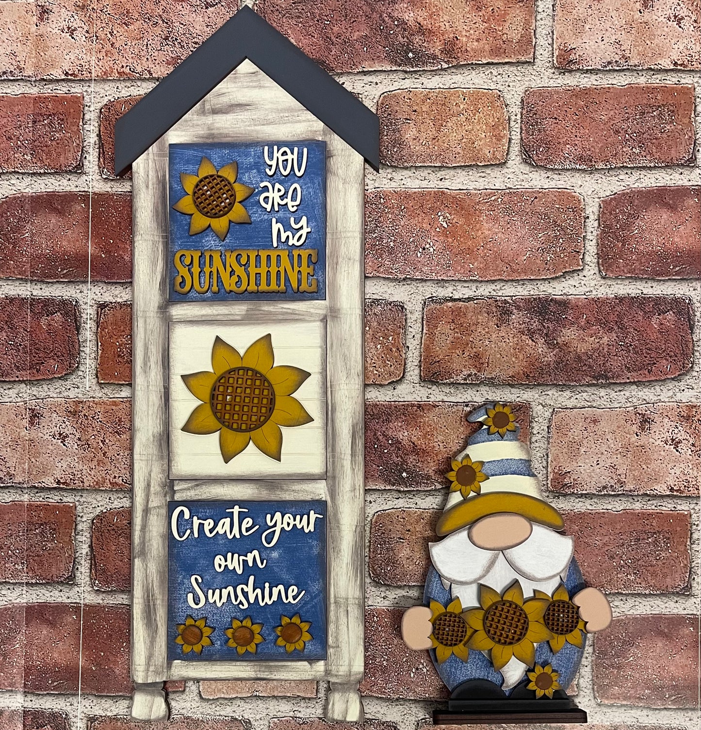 Sunflower Blocks only Kit, Honey Bee DIY Unpainted Wooden Kit, DIY Blocks for Leaning Ladder Kit