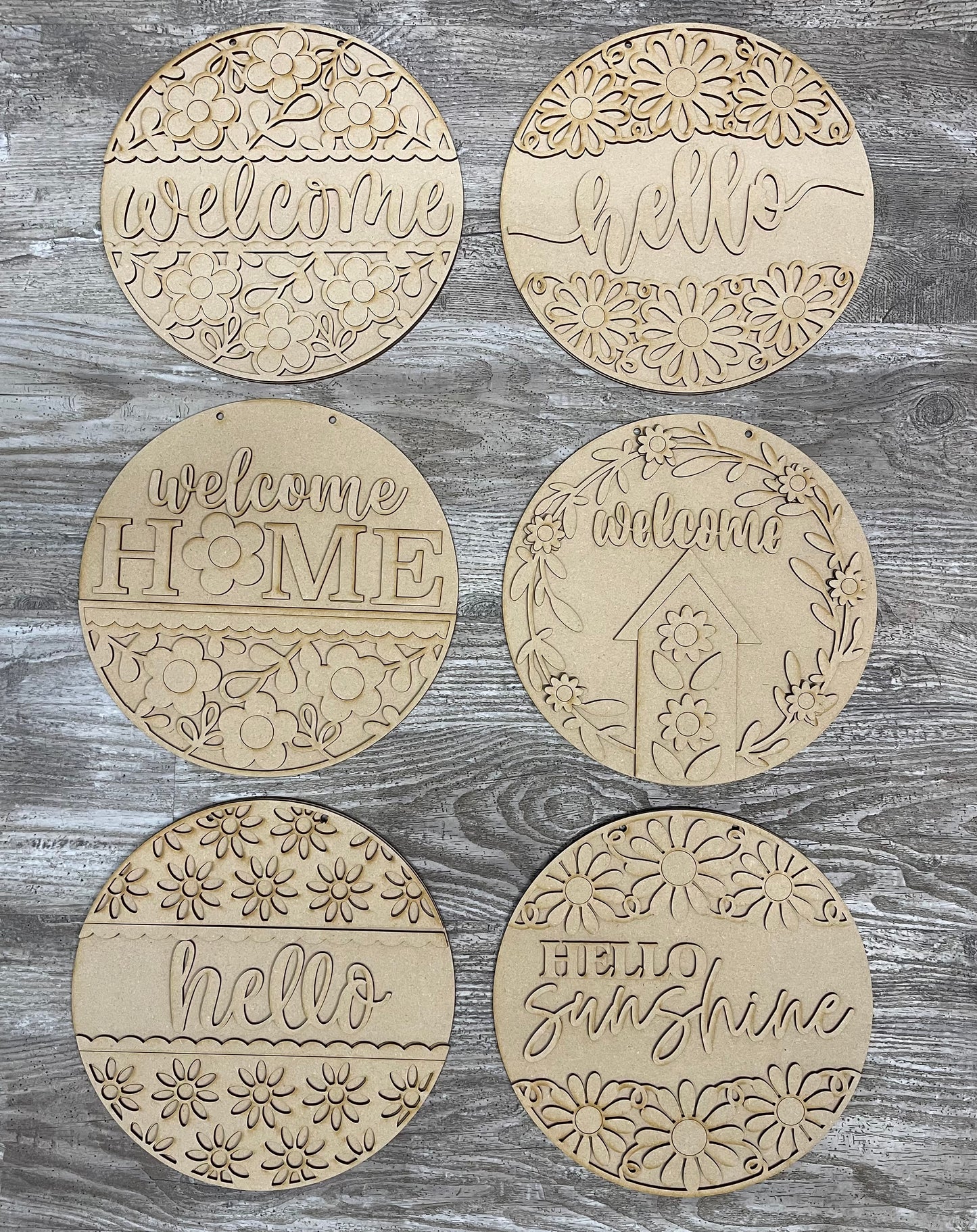 Sunflower - Daisy Door Sign Kit, DIY Kit - unpainted wood cutouts