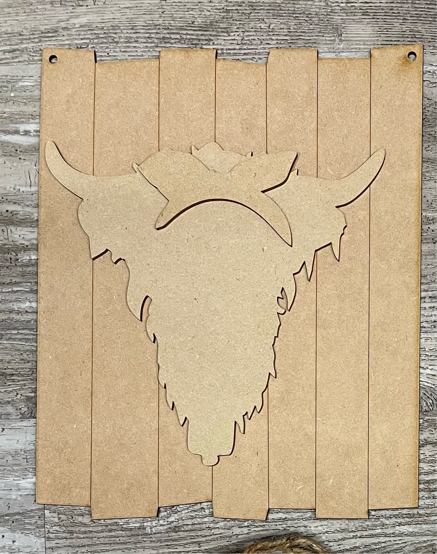 Highland Cow cutouts and scarf only, no sign, unpainted wooden cutouts, ready for you to paint