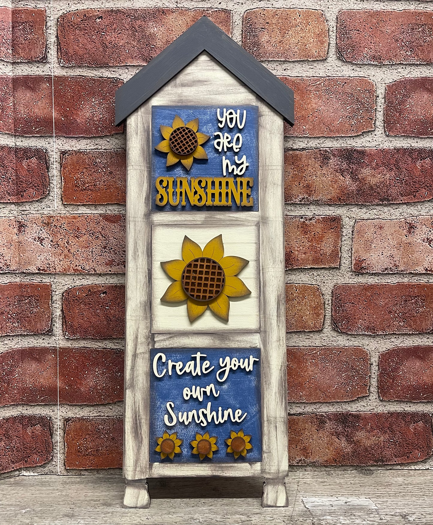 Sunflower Blocks only Kit, Honey Bee DIY Unpainted Wooden Kit, DIY Blocks for Leaning Ladder Kit