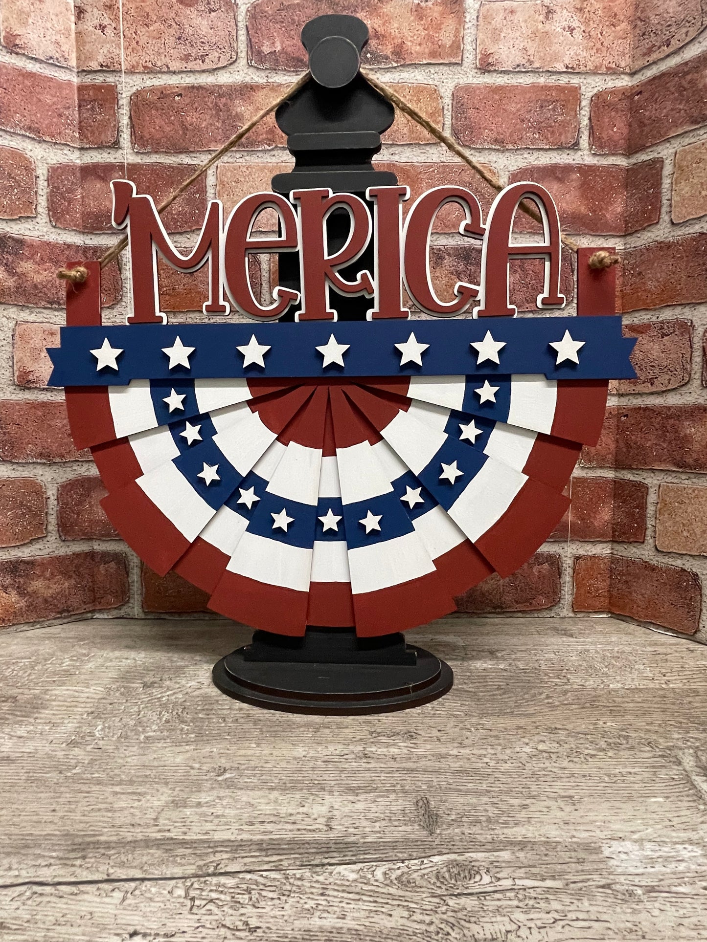 Patriotic Bunting with changeable words unpainted wood cutouts, ready for you to paint