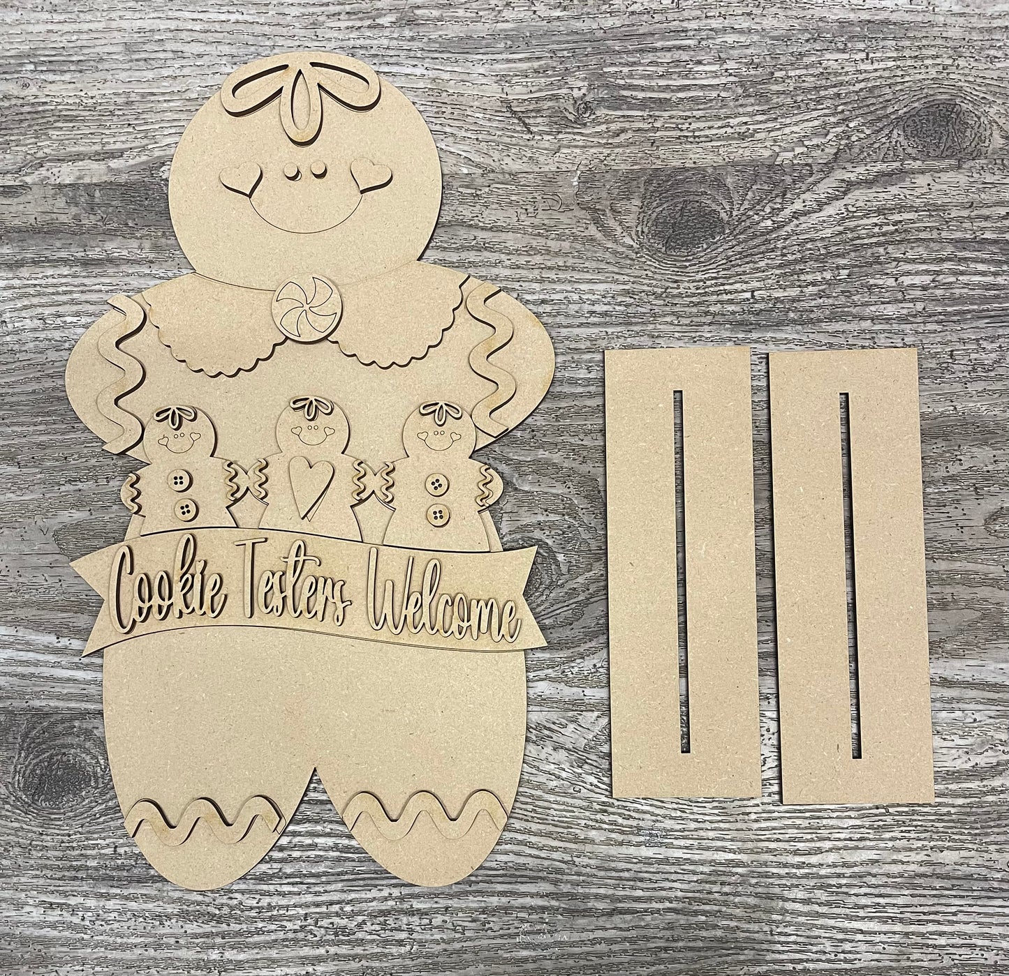 Gingerbread large 18” sign or 14”’standing Cookie Taster sign, wood cutouts, unpainted ready for you to finish, wooden wood cutouts, unpainted ready for you to finish