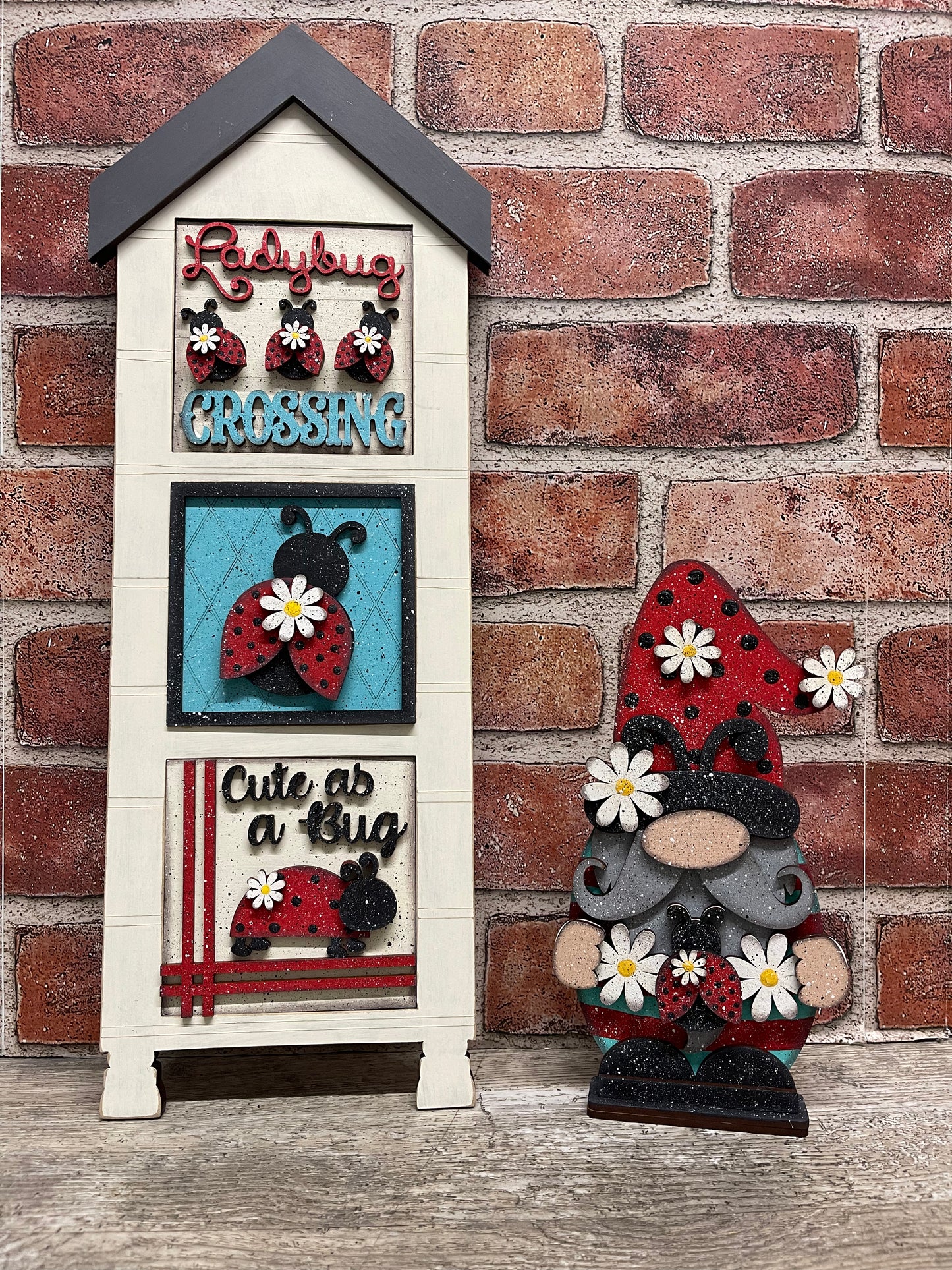 Ladybug Leaning Ladder and Blocks Kit, Honey Bee DIY Unpainted Wooden Kit, DIY Leaning Ladder Kit