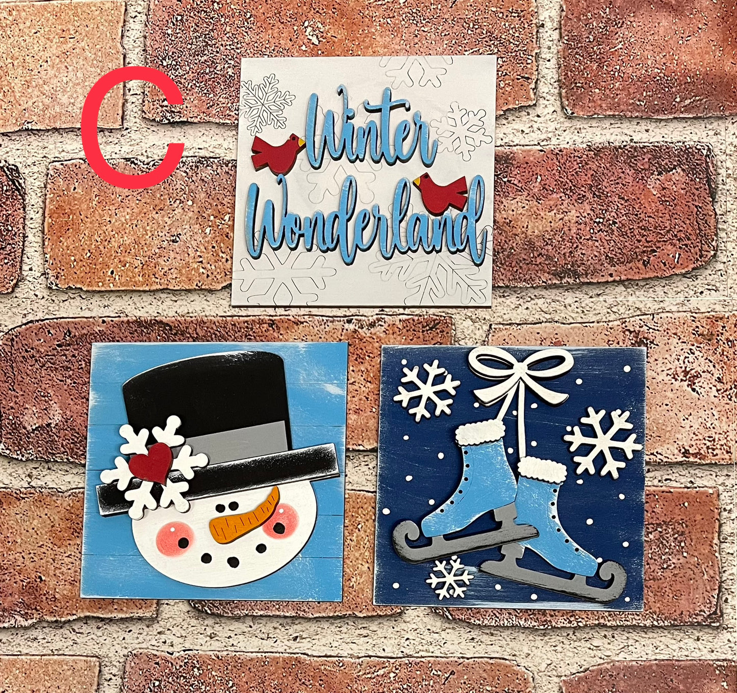 Sets of 3 Christmas Snowman Blocks only Kit, DIY Unpainted Wooden Kit, DIY Blocks for Leaning Ladder Kit