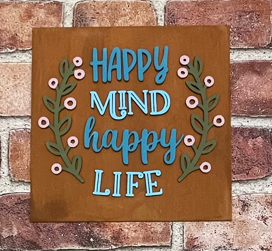 August everyday Happy Mind Happy Life Unpainted Changeable Frame with the removable Everyday piece ready for you to paint