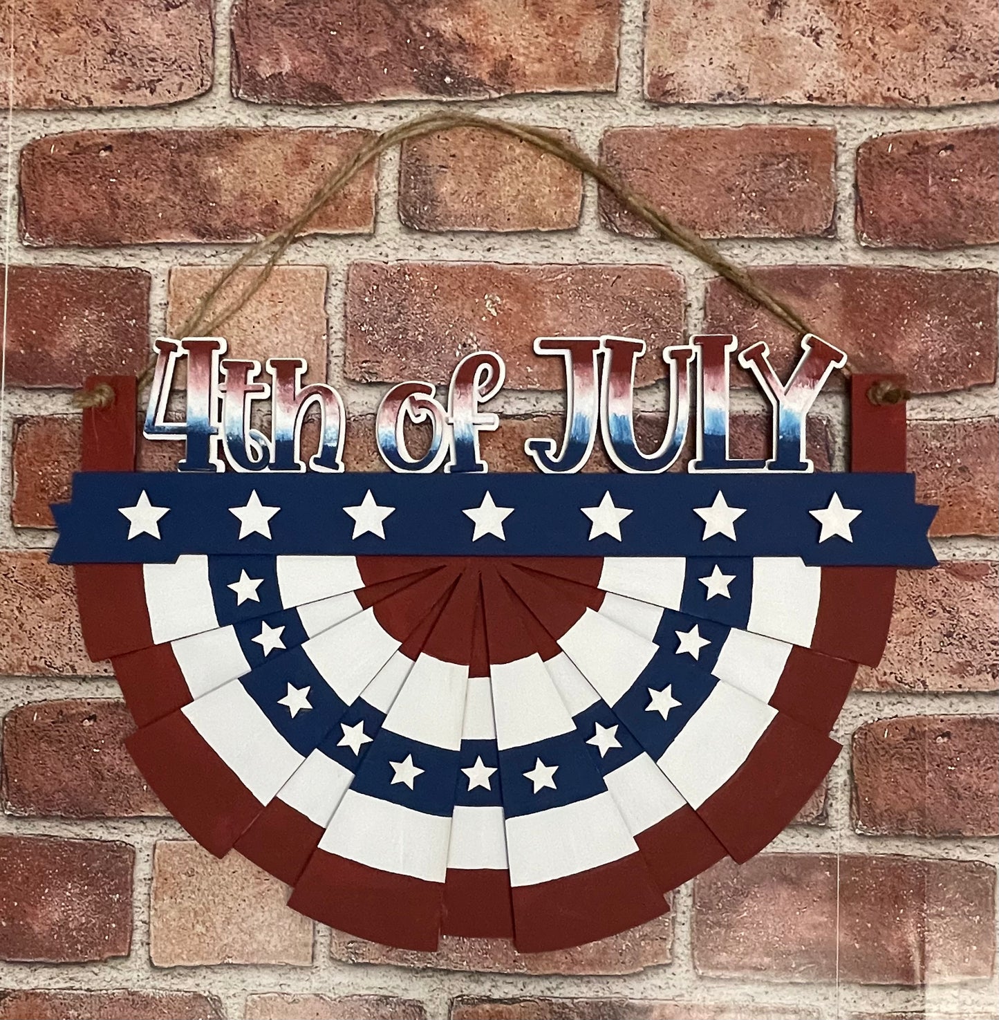 Patriotic Bunting with changeable words unpainted wood cutouts, ready for you to paint