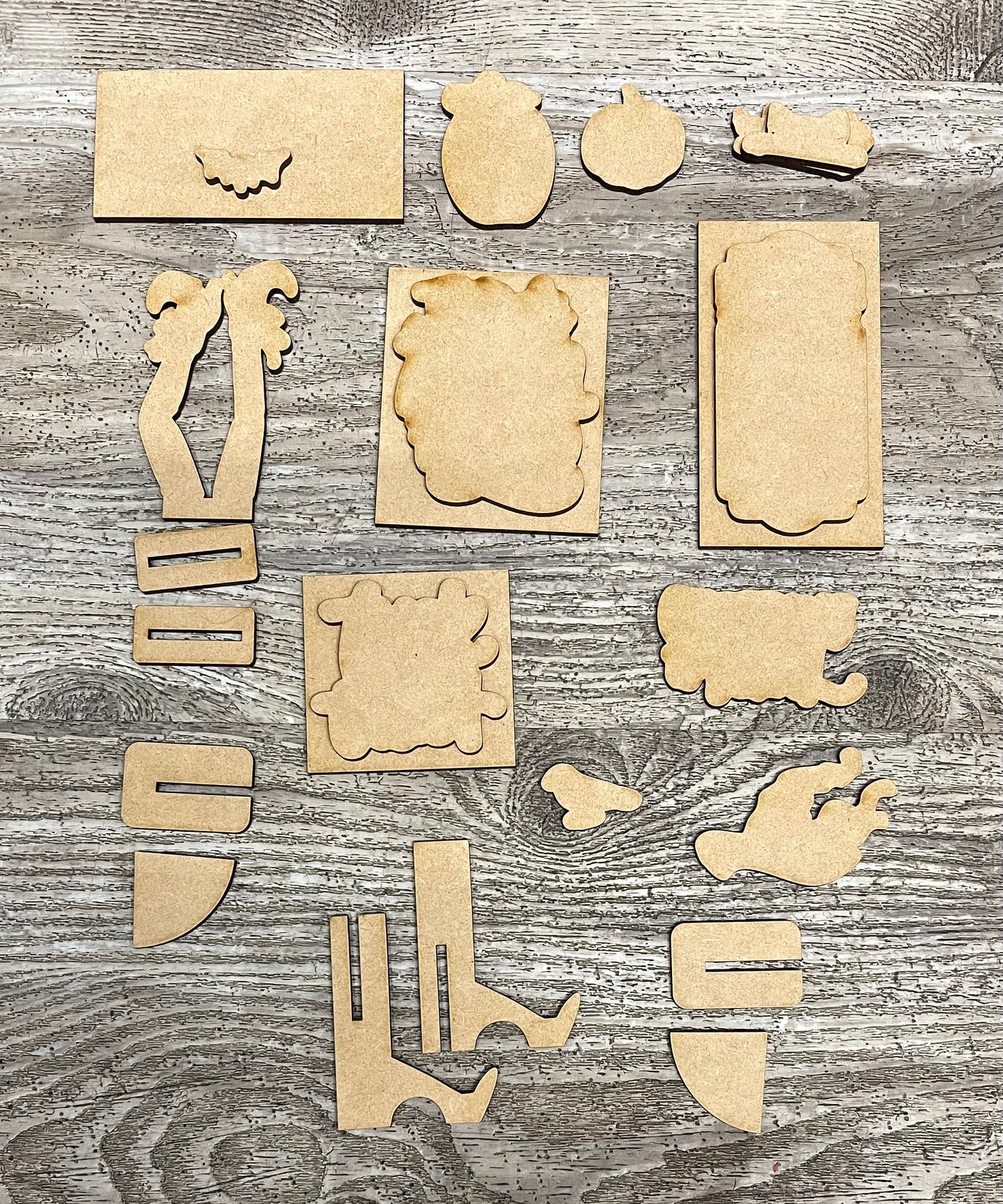 Witchy Vibes tiered tray wood cutouts, unpainted ready for you to finish