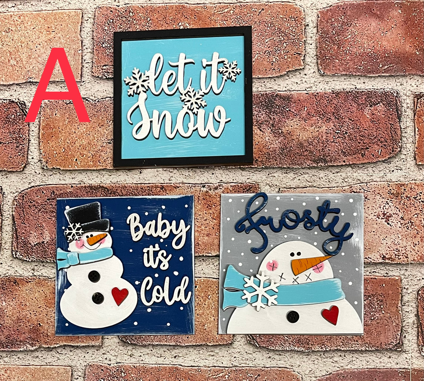 Sets of 3 Christmas Snowman Blocks only Kit, DIY Unpainted Wooden Kit, DIY Blocks for Leaning Ladder Kit