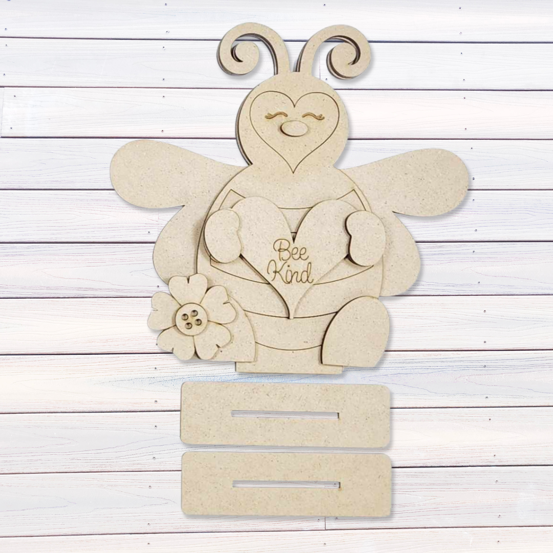 Hello Honey Collection Bee, Bee Hive and Bee Humble & Kind Word Stander - unpainted cutouts