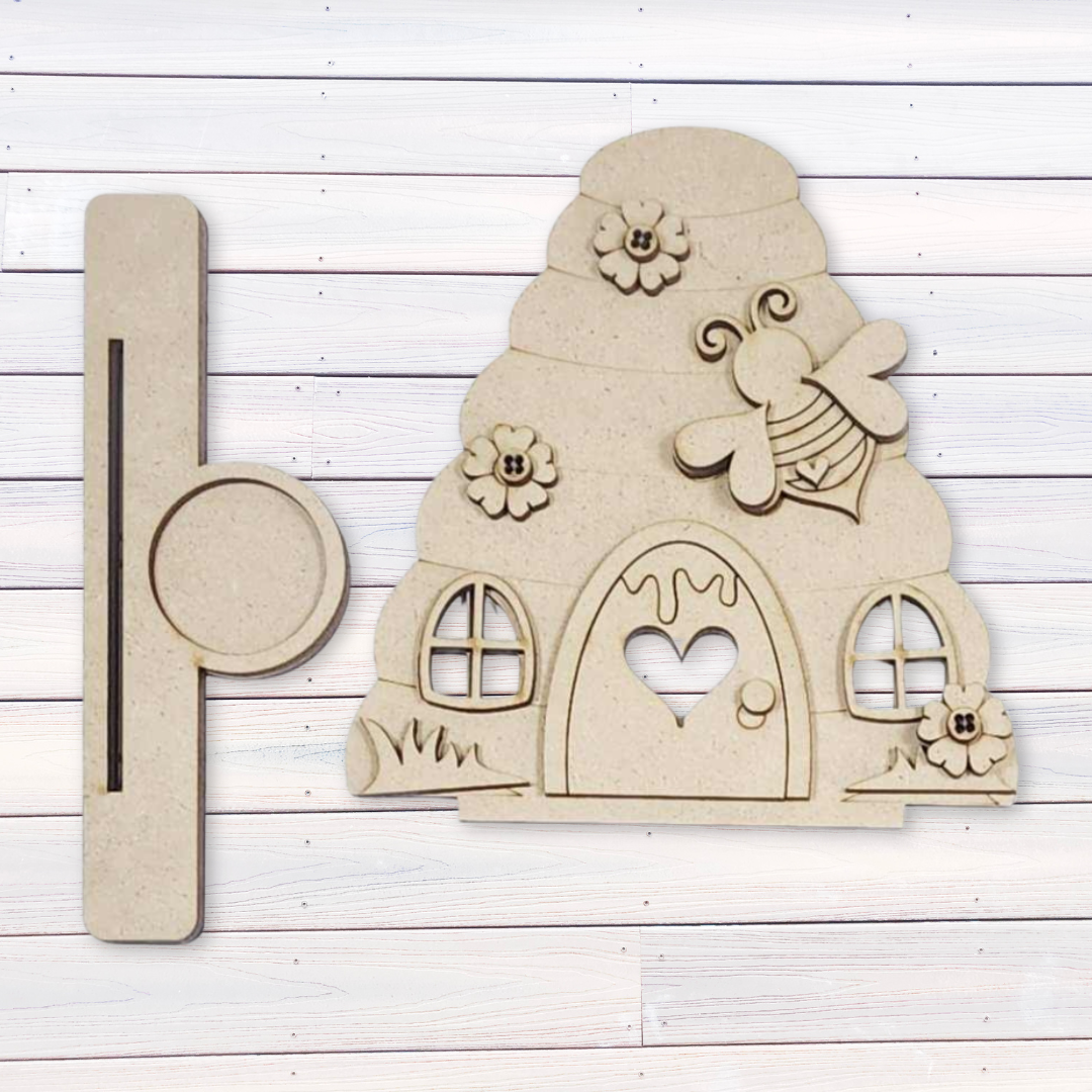 Hello Honey Collection Bee, Bee Hive and Bee Humble & Kind Word Stander - unpainted cutouts