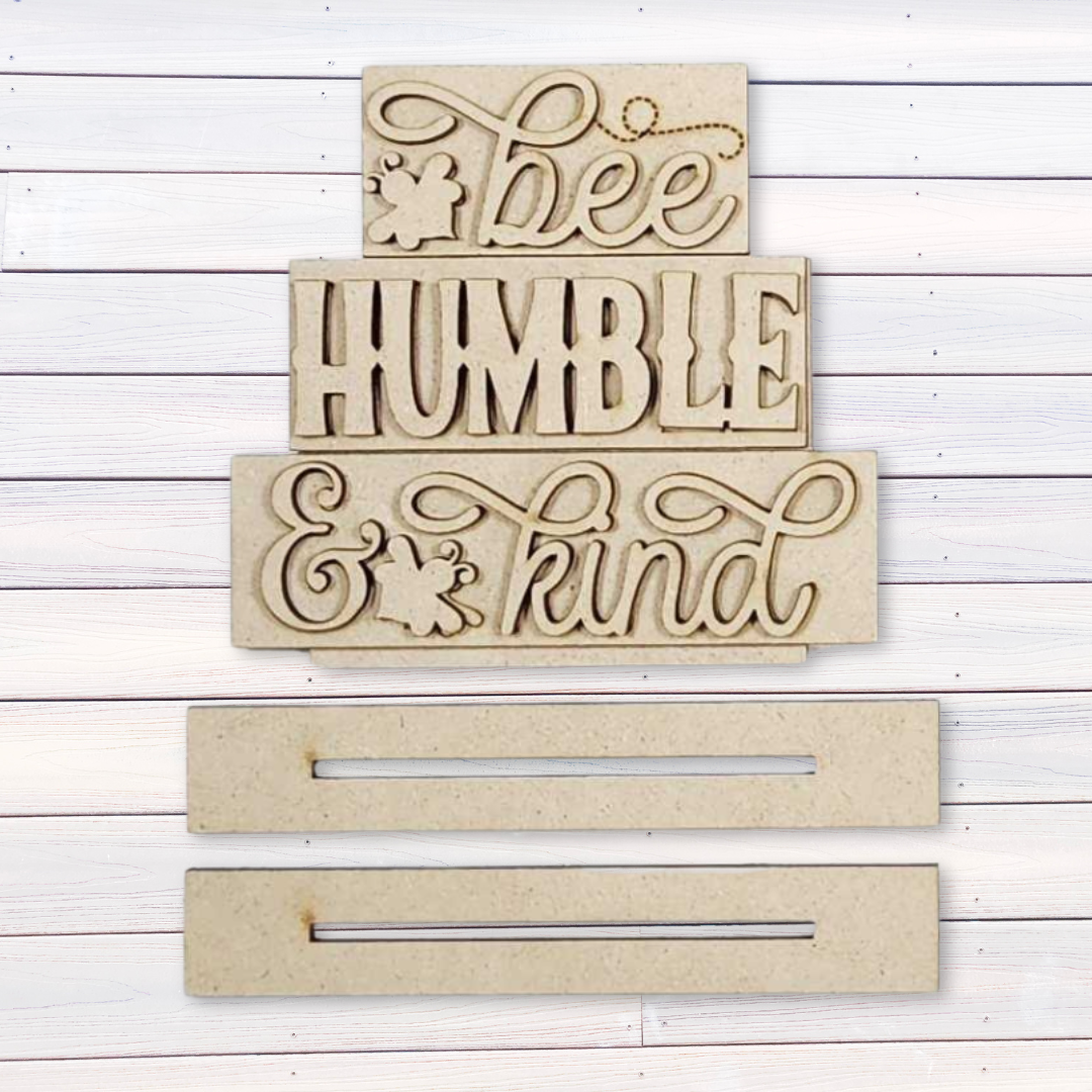 Hello Honey Collection Bee, Bee Hive and Bee Humble & Kind Word Stander - unpainted cutouts