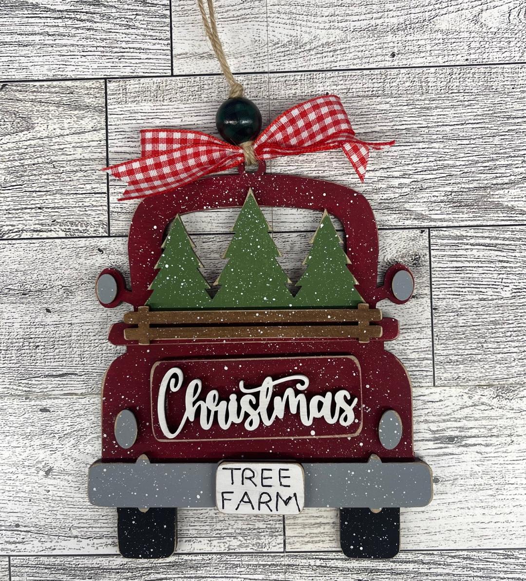 Country Christmas Tree Farm Ornaments unpainted cutouts