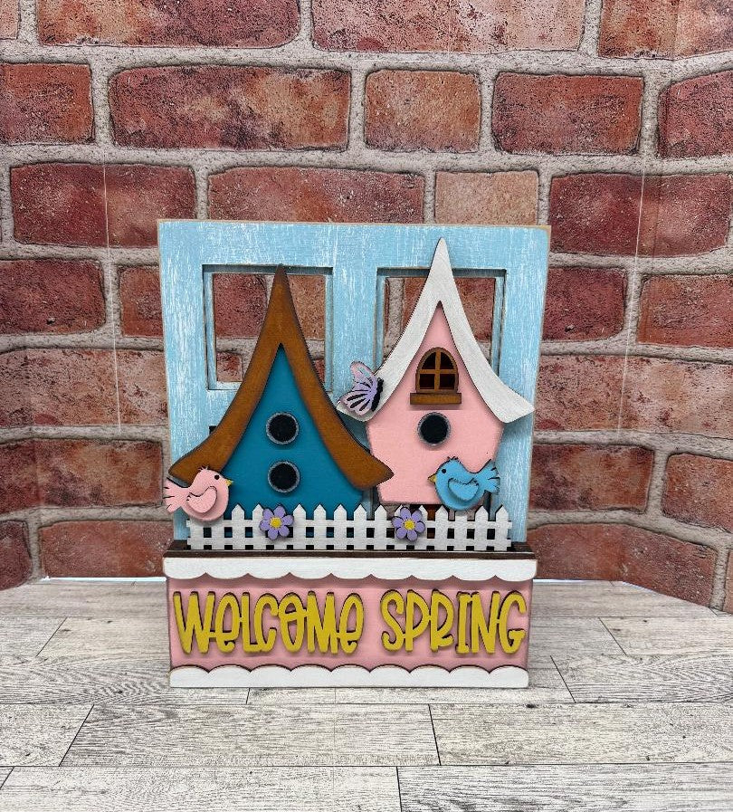 Welcome Spring Insert for Changeable Window Box unpainted wood cutouts, ready for you to paint