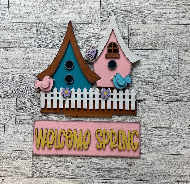 Welcome Spring Insert for Changeable Window Box unpainted wood cutouts, ready for you to paint