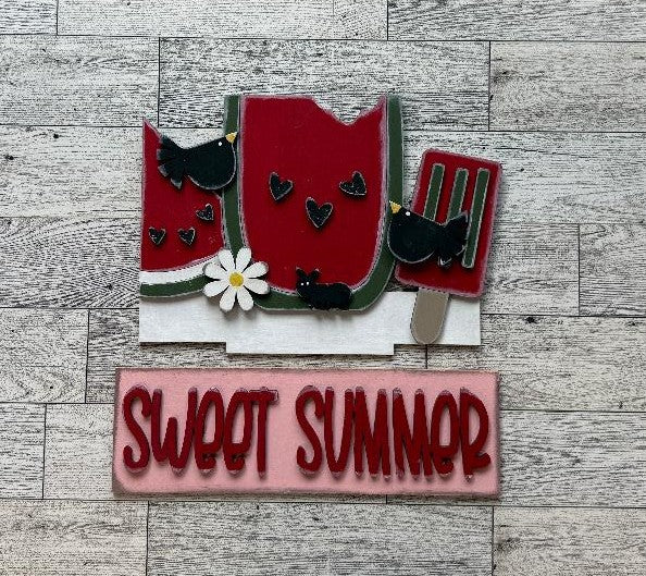 Sweet Summer Insert for Changeable Window Box unpainted wood cutouts, ready for you to paint