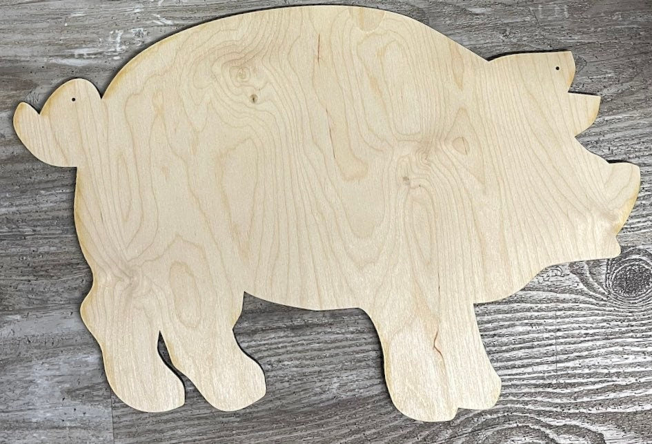 Unfinished wooden pig cutout