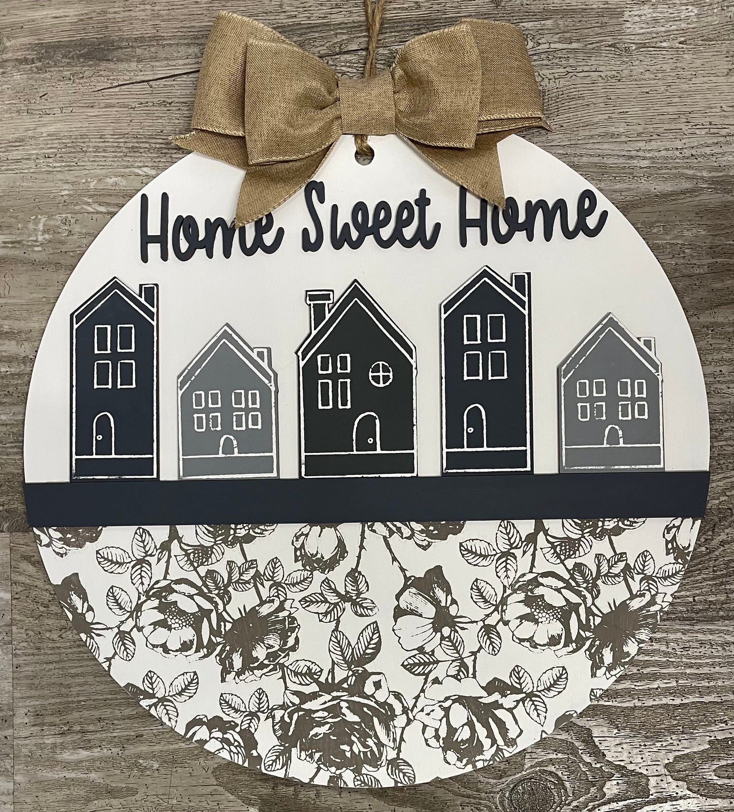 Houses and rectangle divider piece, Staying in is the new Going Out, unfinished wooden door Sign without Round Door sign piece